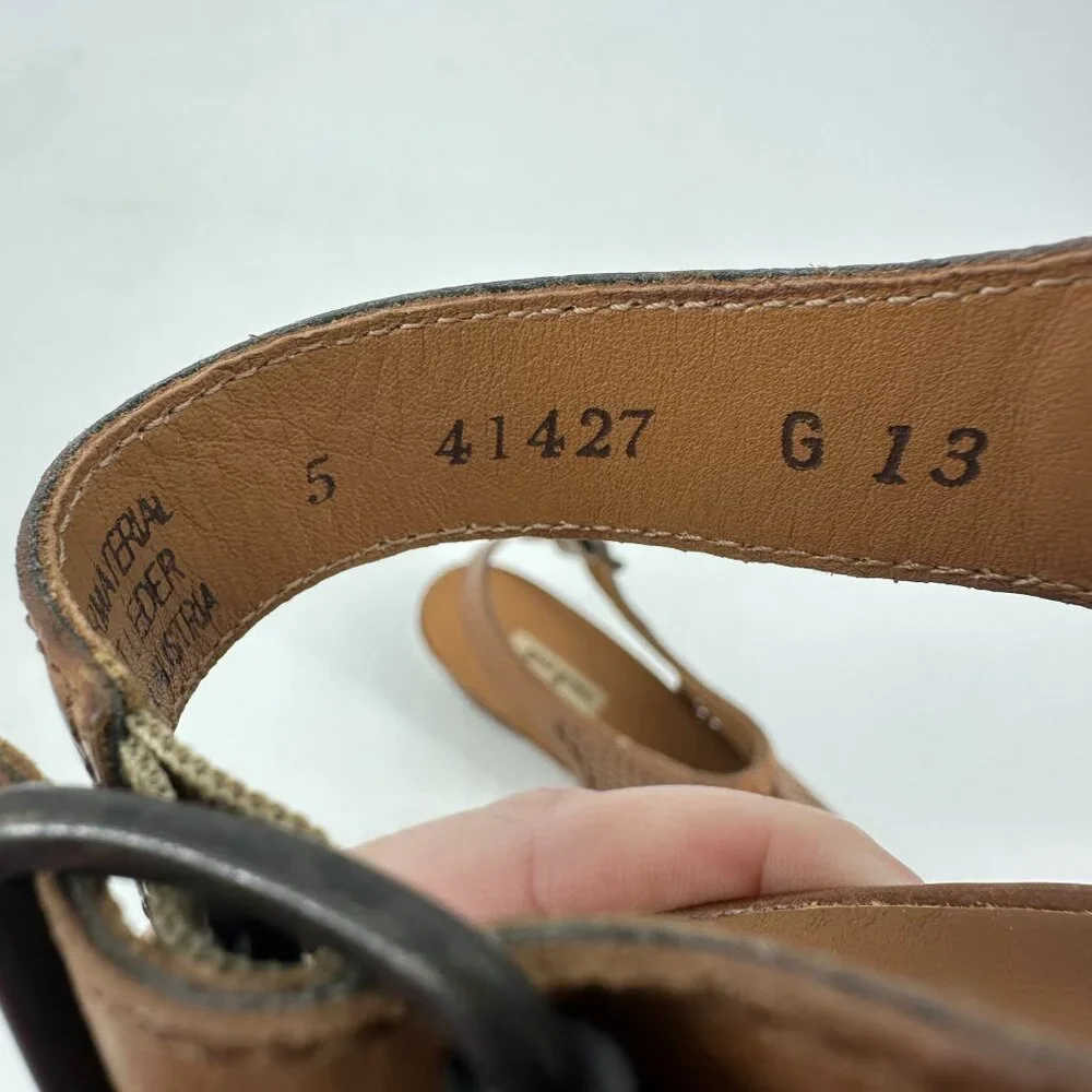 NWOB Paul Green Lois Perforated Leather Slingback Heeled Sandal Size 7.5 US 5 UK